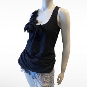 Sweet Pea by Stacy Frati Mesh 3D Flower Design Tank Top Sz L